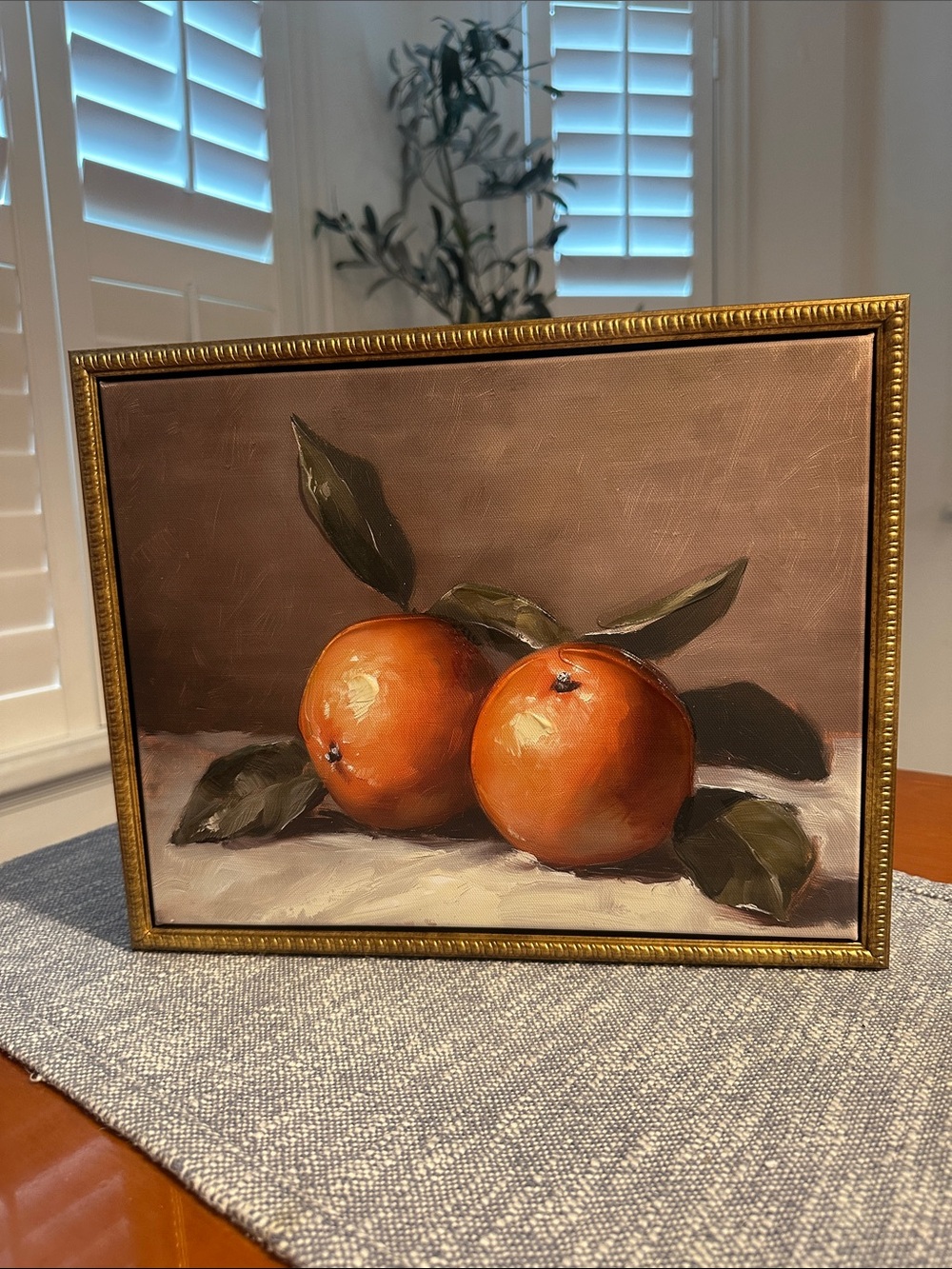 14x11” Still Life Oranges Wall Art vintage oil inspired hand embellishments